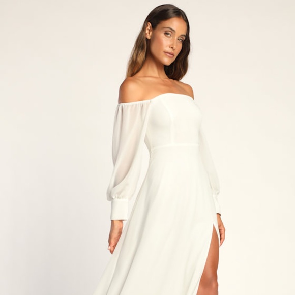 Lulus Dresses & Skirts - Lulus Feel The Romance White Off-the-shoulder Maxi Dress - Size M